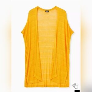 Torrid Yellow Pointelle Kimono Cardigan Open Front Sweater Short Sleeve